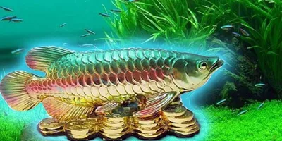 золотистая рыба арована стоковое фото. изображение насчитывающей природа -  228454062