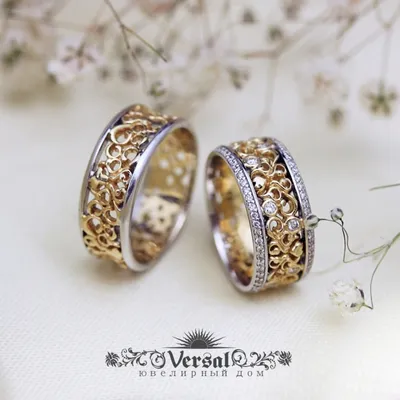 Авторские обручальные кольца полосы из разных цветов золота AU43110493 :  купить в Киеве. Цена в интернет-магазине SkyGold