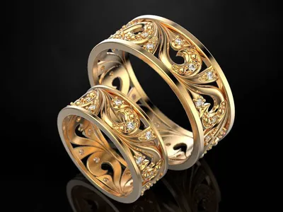 Ажурные обручальные кольца, бриллианты, комбинированное золото, 585 проба в  Москве, цена 35750 руб.: купить в интернет-