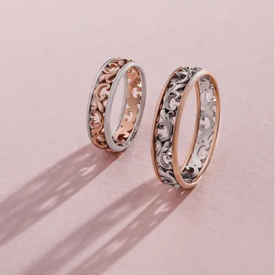 Ажурные обручальные кольца Liona с камнями и знаком бесконечность купить от  74213 грн | EliteGold.ua