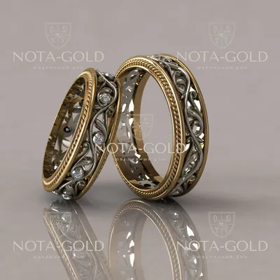 Авторские обручальные кольца Ника с нежными ажурными узорами - версия без  камней купить от 61175 грн | EliteGold.ua