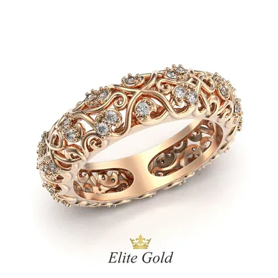 Авторские обручальные кольца Ника с нежными ажурными узорами и камнями  купить от 61175 грн | EliteGold.ua