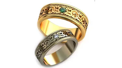 Ажурное обручальное кольцо из комбинированного золота от ювелирного бренда  Alchemica Jewelry
