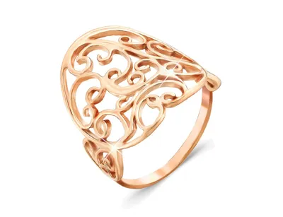 Купить золотое кольцо каролла в красном цвете с ажурным узором и фианитами  000129786 ✴️в Zlato.ua