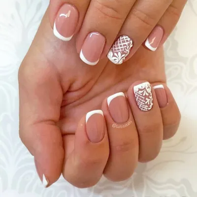 Crown nails, Delicate nails, Dimension nails, Elegant nails, Embossed  nails, French manicure des… | French manicure designs, Best nail art  designs, Nail art designs