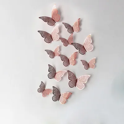 Декоративные 3D бабочки на стене для декора