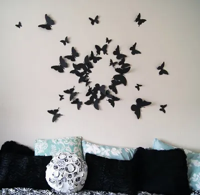 Как с помощью бабочек украсить интерьер. Декор стен, создание панно и  композиций из различных материалов своими руками. Много фото