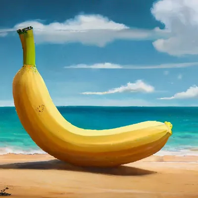 Bananas On The Beach With Sea And Blue Sky. 3d Rendering Фотография,  картинки, изображения и сток-фотография без роялти. Image 205344823