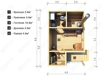 Баня 4 х 6 с террасой 2х6 из бруса 100х150 на опорно столбчатом фундаменте,  цена в Красноярске от компании СЛАВЯНСКИЙ ДОМ - СТРОИТЕЛЬСТВО КРАСНОЯРСК