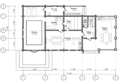 Проект домашней бани с террасой 89 м2 купить в интернет-магазине Баня