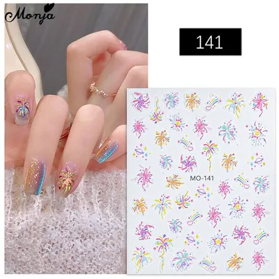 Купить Monja наклейки для дизайна ногтей красочные фейерверки цветы 3D  рельефный рельеф самоклеющиеся наклейки DIY дизайн маникюра украшения  аксессуары | Joom