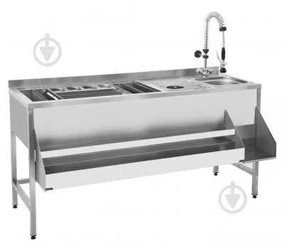 Барная станция 1700х600х850 (цельнотянутая мойка) | Финист