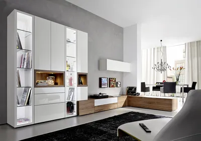 Белая глянцевая кухня-гостиная под потолок \"Модель 721\" в Вологде - цены,  фото и описание.