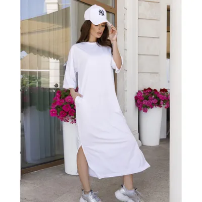 Белое прямое трикотажное платье Трейси - 12006_белый - цена, фото,  описания, отзывы покупателей | Krasota-ua.com