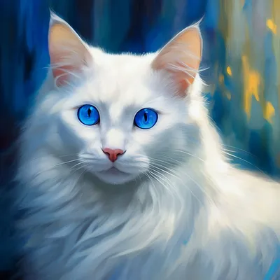 белый кот с голубыми глазами лежит на земле, голубоглазая кошка, Hd  фотография фото фон картинки и Фото для бесплатной загрузки