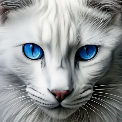 Портрет белой кошки макро голубыми глазами | Премиум Фото