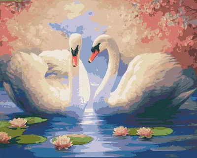 Роскошные белые лебеди в озере» — создано в Шедевруме
