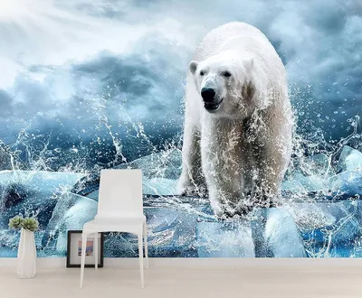 Белый медведь на льдине - Фотообои на заказ в 1rulon.ru. Купить фотообои  Белый медведь на льдине Арт №48333