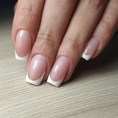 Короткие квадратные накладные ногти французский белый край серебряное пламя  полное покрытие съемный дизайн ногтей Модный маникюр 24 шт. | AliExpress