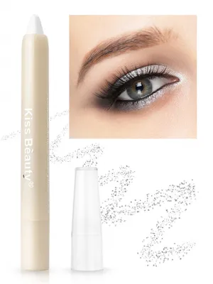 Купить Карандаш \"Кiss beauty eyeshadow pencil\" блестящий белый по цене 89  руб. в интернет магазине kylieopt.ru