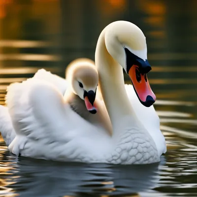 Белый лебедь на пруду,на спине у…» — создано в Шедевруме