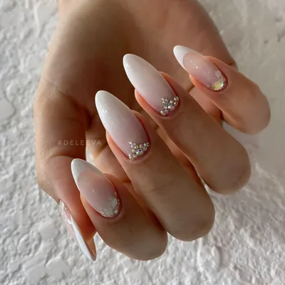 White Glitter Nails. Acrylic Nails. Ballerina Nails. Nails With  Rhinestones. | Ballerina nails designs, Nails design with rhinestones,  White glitter nails