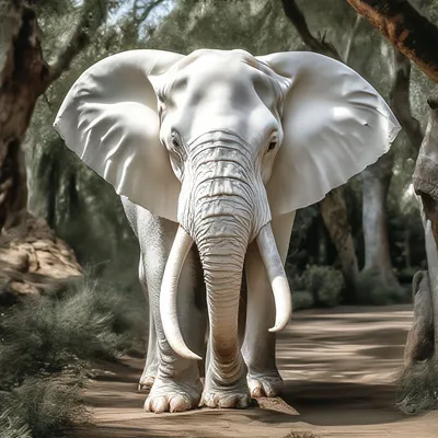 Милая пушистая белый слон фотореализм…» — создано в Шедевруме