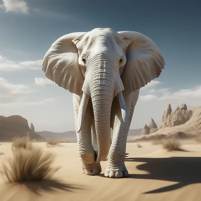Белый слон альбенос64к , реалистично…» — создано в Шедевруме