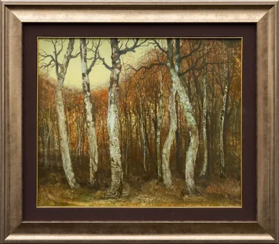 Березовый лес у озера осенью, Польша - онлайн-пазл
