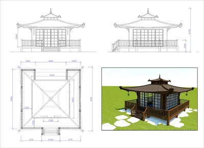 Беседка в японском стиле стоящий …» — создано в Шедевруме