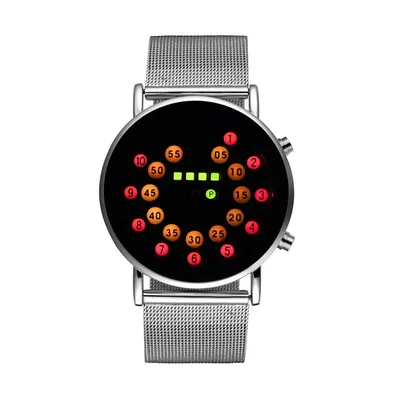 Купить Модные бинарные часы, мужские цифровые часы из нержавеющей стали,  уникальные светодиодные часы | Joom