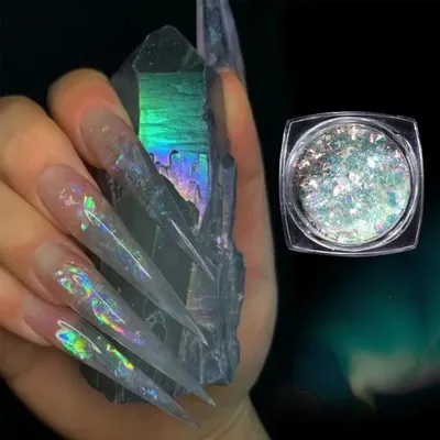 Уже классика 😌✨☺️💅🏻 белый bn-04 и битое стекло 💎🔨⛏ | Гвоздь,  Дизайнерские ногти, Маникюр