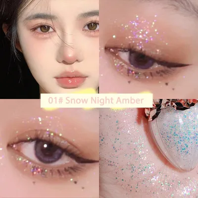 Купить Жидкие тени для век с блестками для макияжа глаз с блестками,  перламутровые тонкие блики, водостойкая корейская косметика для женщин LXY  | Joom