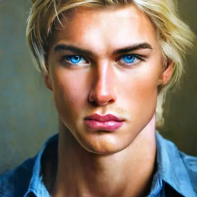 Красивый блондин с голубыми глазами …» — создано в Шедевруме