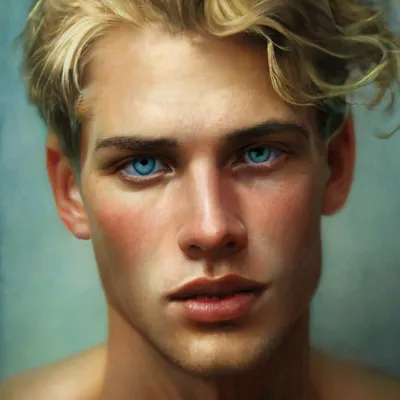 Мужчина блондин с голубыми глазами …» — создано в Шедевруме