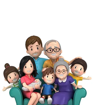 Большая семья сидит вместе на диване у себя дома :: Стоковая фотография ::  Pixel-Shot Studio