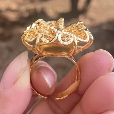 Африканская бижутерия, регулируемый размер, эфиопское Золотое кольцо для  девушек, обручальное кольцо, большие увеличенные кольца | AliExpress