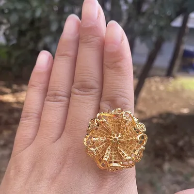 Африканская бижутерия, регулируемый размер, эфиопское Золотое кольцо для  девушек, обручальное кольцо, большие увеличенные кольца | AliExpress