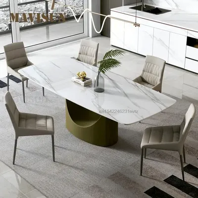 Современный минималистичный прямоугольный креативный обеденный стол и стул,  классический итальянский дизайн, большой кухонный стол для виллы |  AliExpress