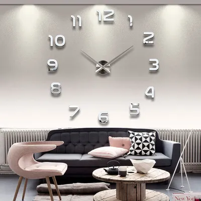 Большие настенные 3D часы- аппликация №9 50-70см, серебро - купить по  низкой цене в интернет-магазине OZON (812637900)
