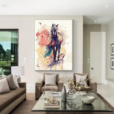 Красочная Лошадь Животное акриловая живопись на холсте большое настенное  искусство Современное искусство на стену Современный домашний декор на стену  | AliExpress
