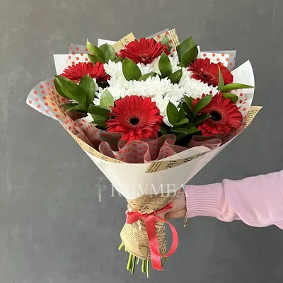 Хризантемы и розами - 51 шт. за 18 390 руб. | Бесплатная доставка цветов по  Москве