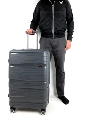 Большой чемодан из Полипропилена на 4 колесах Airline 76×48×28 см 115 л  Серый (ID#1827863177), цена: 3030.30 ₴, купить на Prom.ua