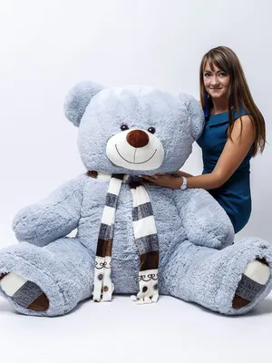 Большой плюшевый медведь Оскар 175 см пепельный с шарфиком, мягкая игрушка, плюшевый  мишка - купить с доставкой по выгодным ценам в интернет-магазине OZON  (464554597)