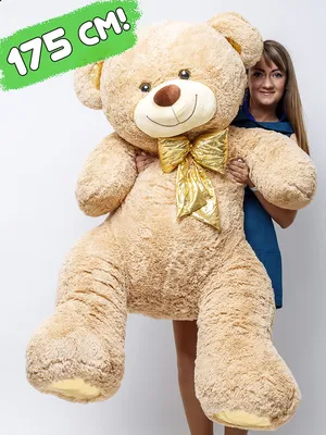 Большой плюшевый медведь Оскар 175 см золотой с бантиком, мягкая игрушка, плюшевый  мишка - купить с доставкой по выгодным ценам в интернет-магазине OZON  (463975262)