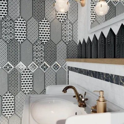 Черная плитка в ванной комнате: дизайн с фото