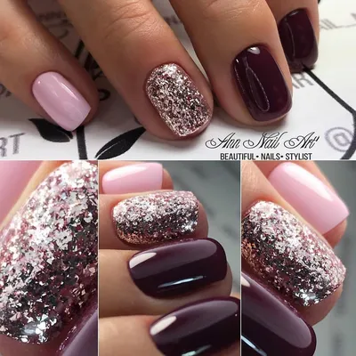 Красный маникюр со стразами и блестком - 20Nails