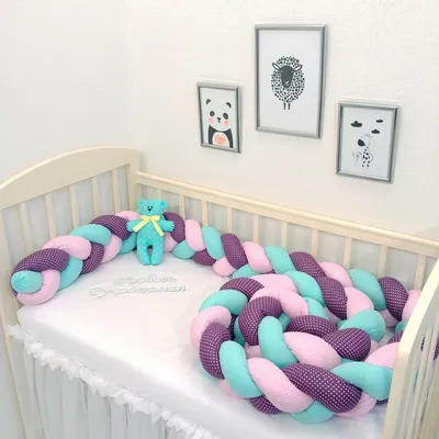 Бортики косички, зверушки, облачко, змейка в кроватку для новорожденных,  как сшить своими руками, защита кроватки своими руками