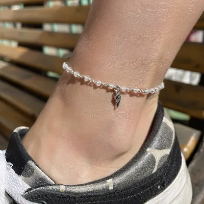 Женский браслет на ногу из лунного камня и серебра купить в Москве |  Интернет-магазин BEADSBRAND