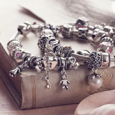 Женский роскошный браслет из серебра 100% пробы, с шармом Пандора, комплект  из готового розового золота 2023 пробы, Модный изысканный подарок |  AliExpress